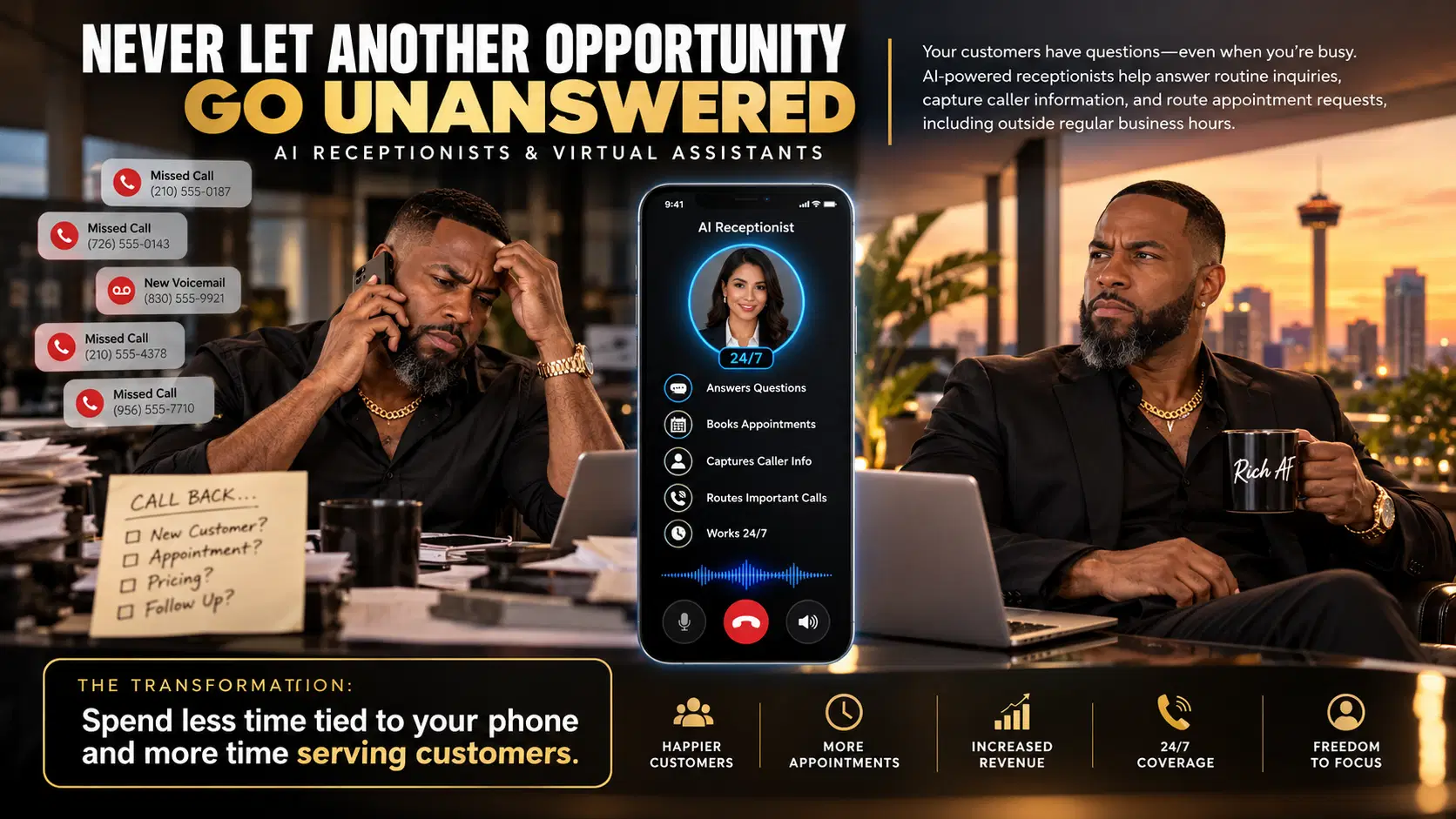 AI receptionists in action — the transformation side by side
